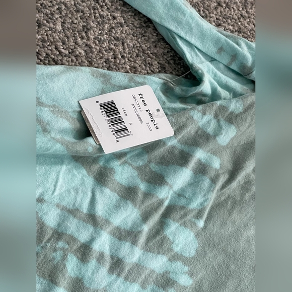 Nwt Free People We The Free Shirt Coastal Grey Mint‎ Green Tie Dye 3/4 Sleeves - Picture 6 of 7